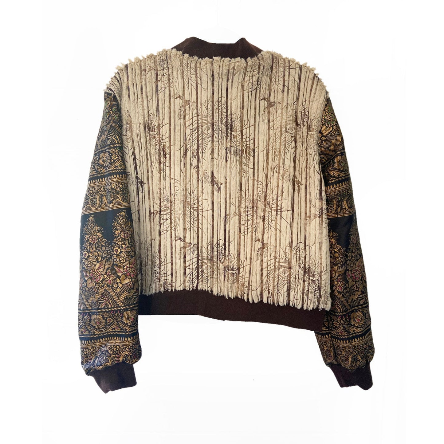 Sweater with intricate patterns on a white background