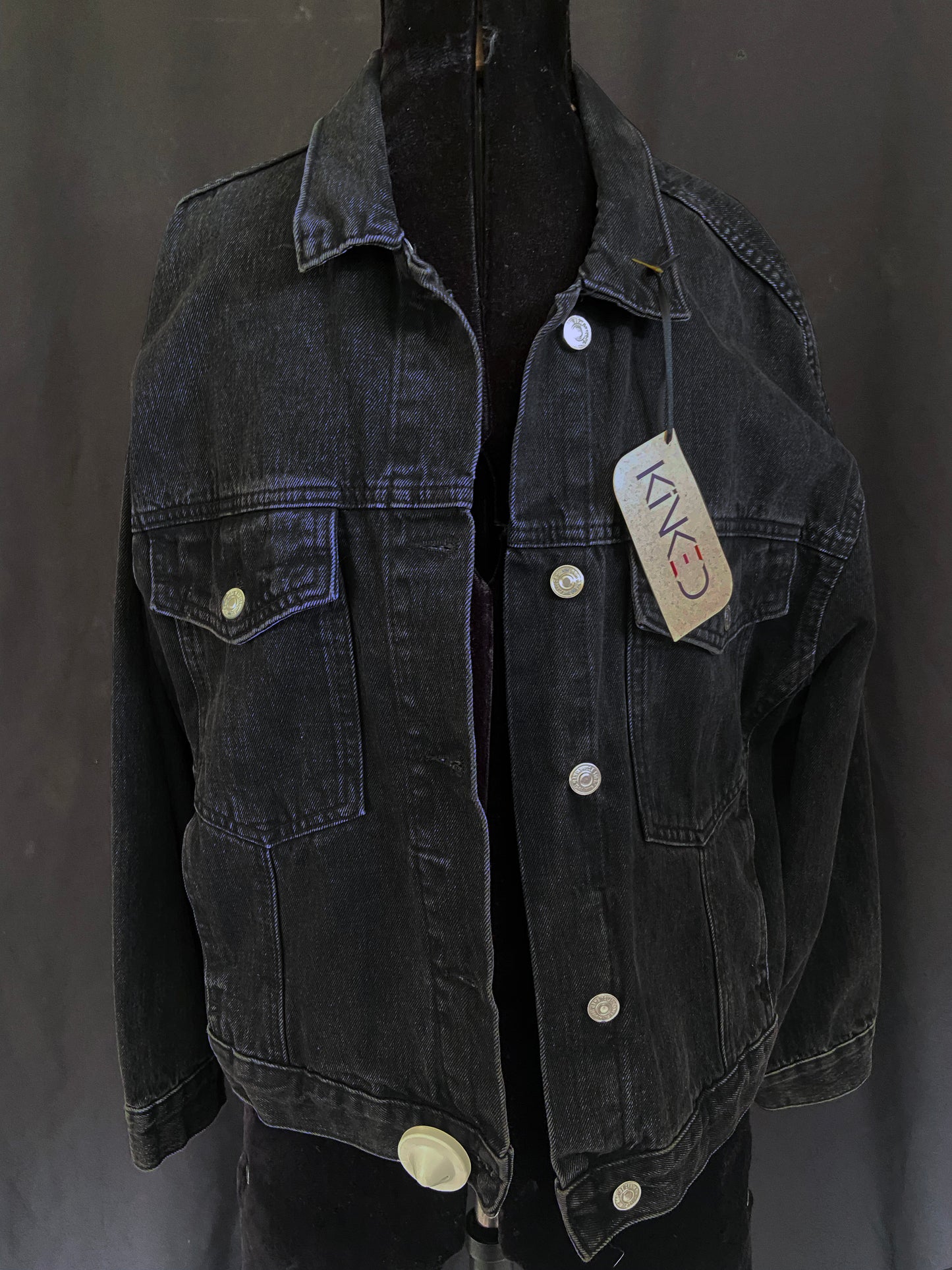 Our Lady of Guadalupe Folk Art Black Denim Jacket